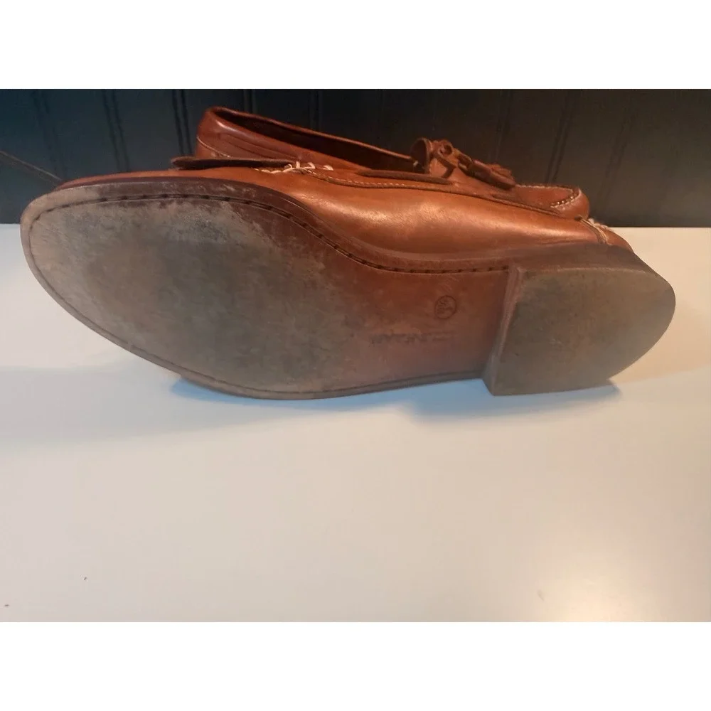 Cole Haan Mens 10.5 D Tan Leather Kiltie Tassel Loafers 3133 Made in Brazil
